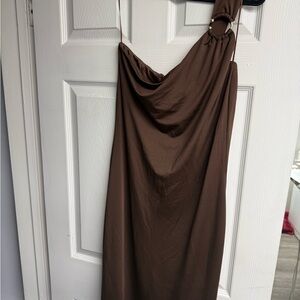 Sincerely Jules One Shoulder Brown Dress